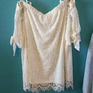 Off the shoulder white lace top